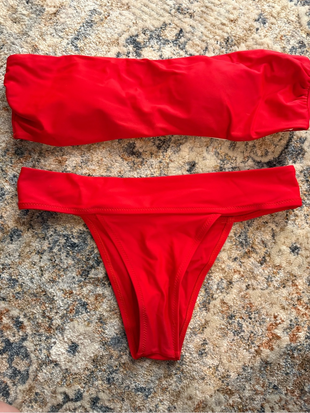 Red Strapless Bikini Set